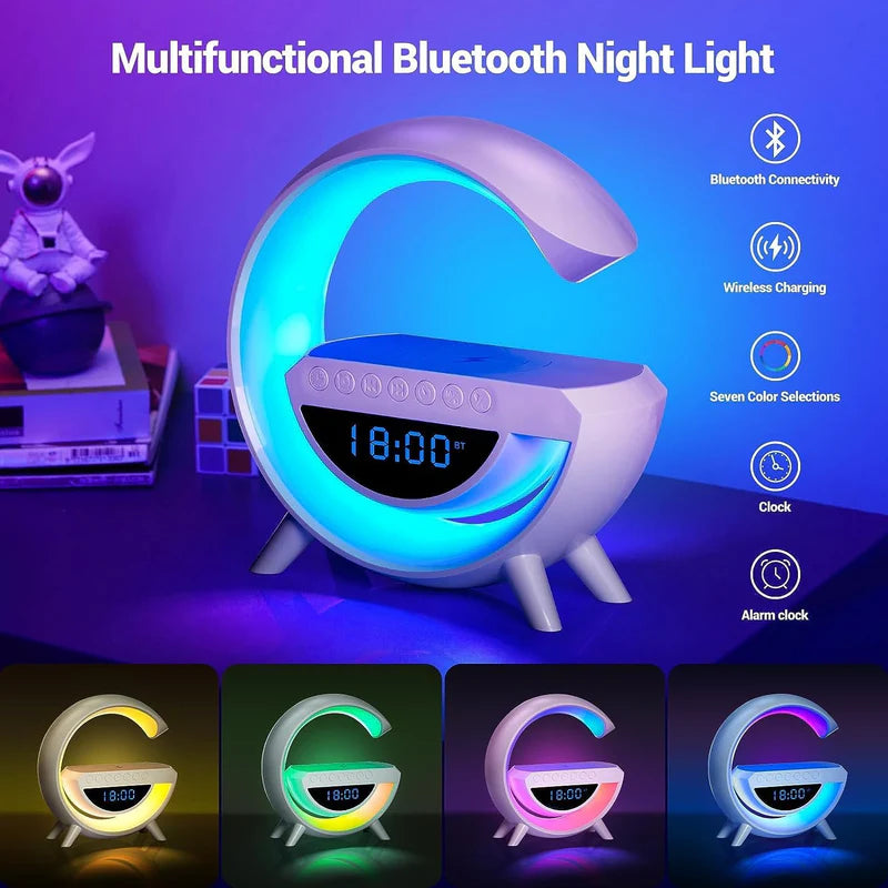 LAMPARA G SMART - LUZ RGB, PARLANTE, RELOJ, CARGADOR, INALÁMBRICO