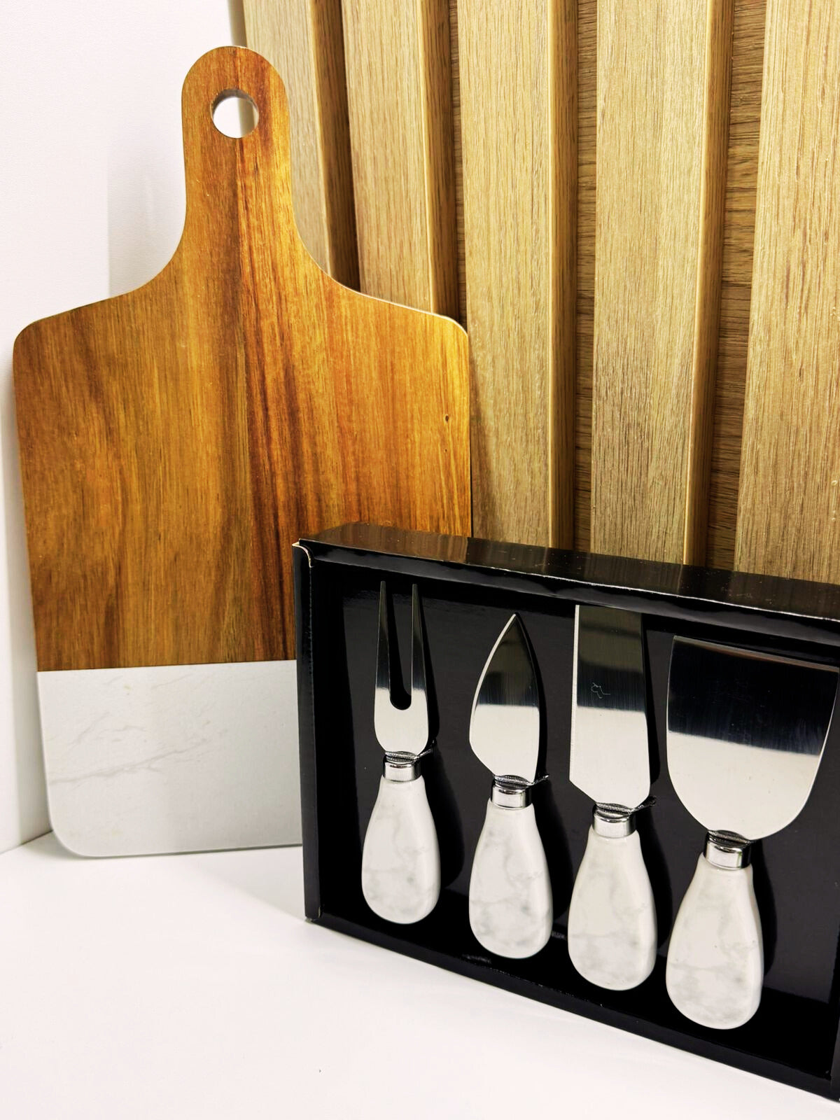 SET DE CUCHILLOS MARMOL Y ACERO INOX x 4 pz