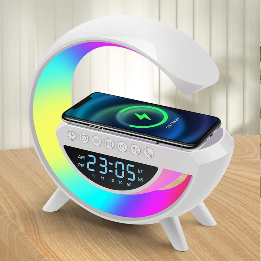 LAMPARA G SMART - LUZ RGB, PARLANTE, RELOJ, CARGADOR, INALÁMBRICO