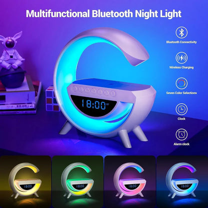 LAMPARA G SMART - LUZ RGB, PARLANTE, RELOJ, CARGADOR, INALÁMBRICO