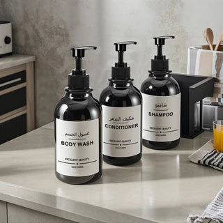 DISPENSADOR DE JABÓN LÍQUIDO NEGRO. SET 2 UNIDADES X 500ML