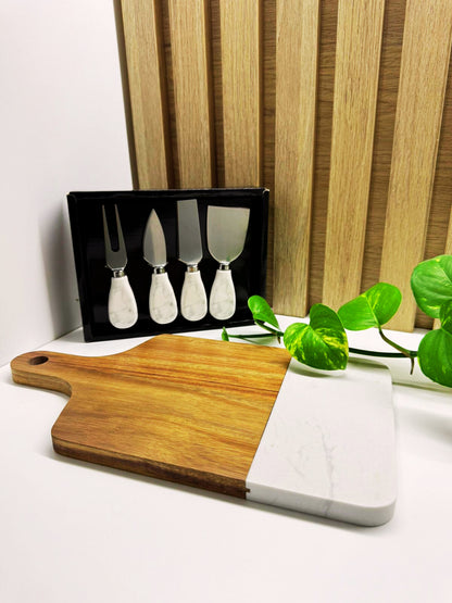 SET DE CUCHILLOS MARMOL Y ACERO INOX x 4 pz