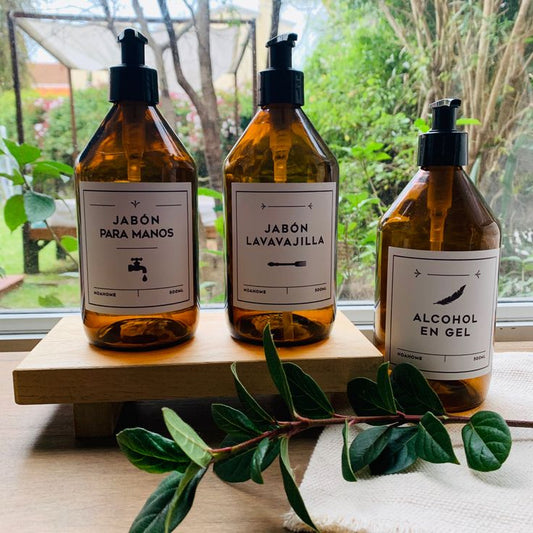 DISPENSADOR DE JABÓN LÍQUIDO ÁMBAR. SET 2 UND X 500ML
